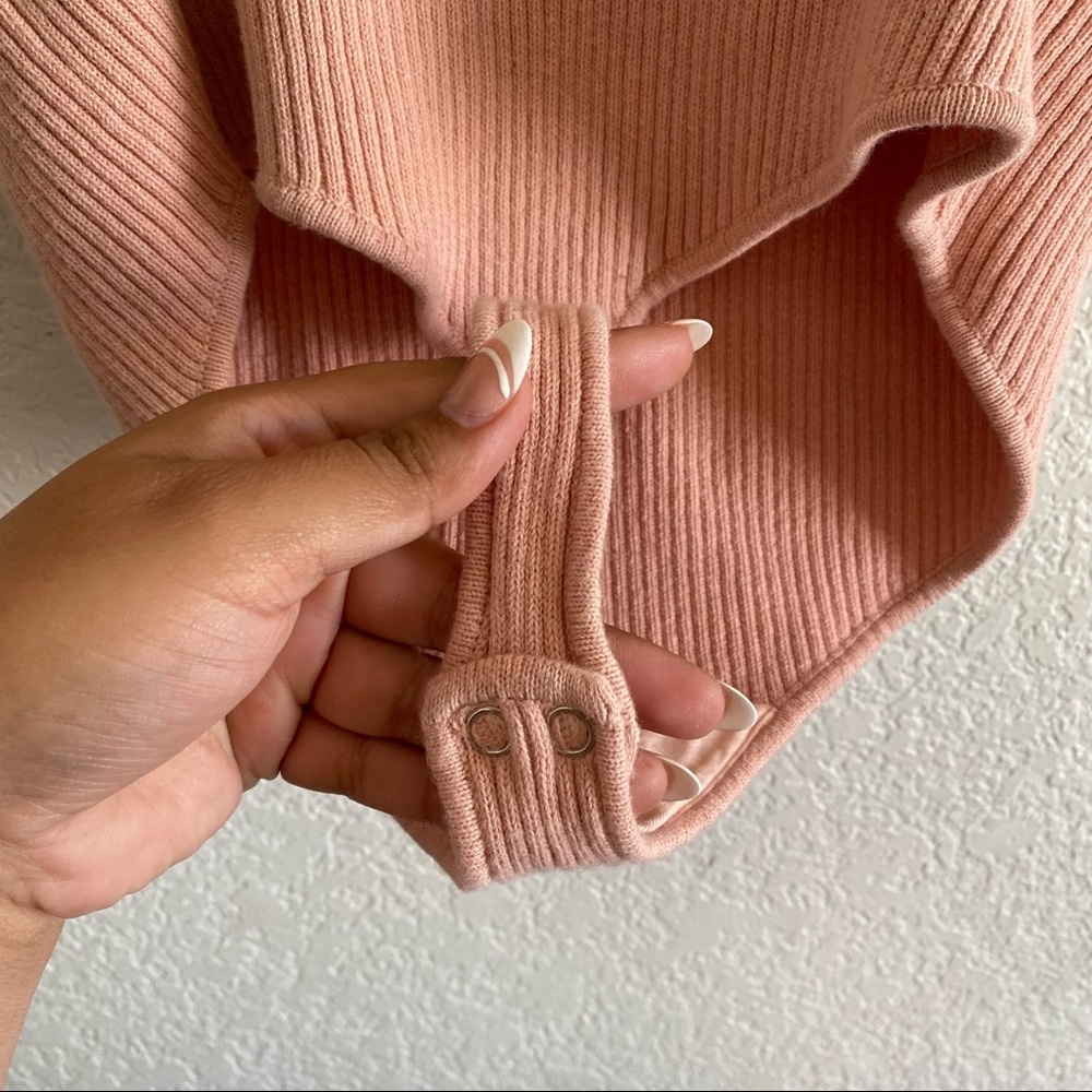 Ale By Alessandra x Revolve Marisol Thong Bodysuit Rose Pink Ribbed Cotton - Picture 7 of 10